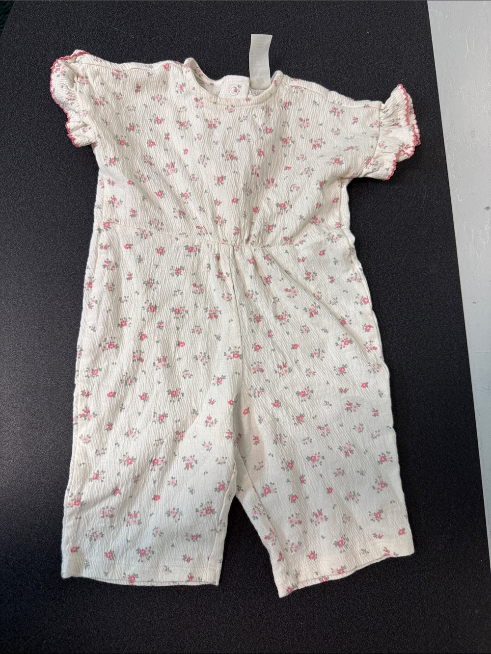 H&M Cream and Pink Floral Short-Sleeve Romper